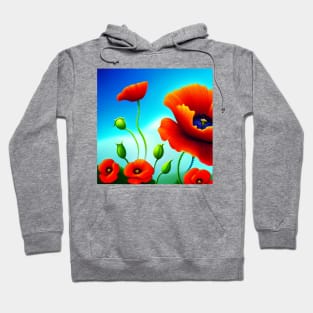 Retro Cartoon Field of Red Poppies (MD23Mrl013) Hoodie